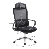 Scaun birou textil plasa neagra crom Foster 60x63x120-128 cm