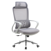 Scaun birou textil plasa gri crom Foster  60x63x120-128 cm