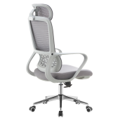 Scaun birou textil plasa gri crom Foster  60x63x120-128 cm