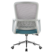 Scaun birou textil albastru plasa gri crom Foster 60x63x98-108 cm