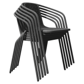 Scaun de gradina stivuibil, negru, otel/plastic, Freny 52x57x72 cm 