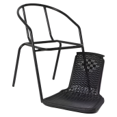 Scaun de gradina stivuibil, negru, otel/plastic, Freny 52x57x72 cm 
