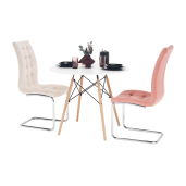 Masa dining mdf alb lemn natur Gamin 90x74cm