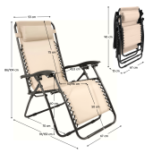 Scaun de gradina pozitionabil, bej, Gerald 67x91/153x86/109 cm
