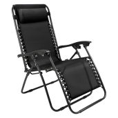 Scaun pozitionabil de gradina, negru, Gerald 67x91/153x86/109 cm