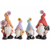 Set 4 figurine ceramica Gnomi 8.5x7.5x17.5 cm, 6.5x5x13 cm