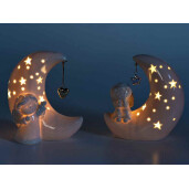 Set 2 decoratiuni Craciun ceramica cu led 14x8.5x15.5 cm