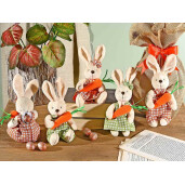 Set 4 figurine Iepurasi Paste textil multicolor 8x5x21 cm