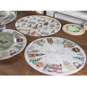Set 12 suporturi farfurii poliester multicolor WinterVillage 39 cm