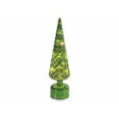 Brad Craciun sticla verde cu led Ø 10 cm x 37,5 H