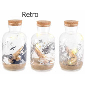 Set 3 sticlute decorative cu led decor Marin Ø 8 cm x 15 H