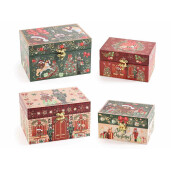 Set 4 cutii decorative Craciun lemn 20x14x12 cm, 16x11x9 cm