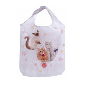Set 3 sacose cumparaturi poliester multicolor Pisicute cm 37,5x7x54H, 9 L