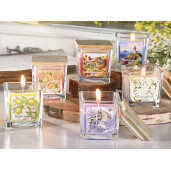 Lumanare parfumata in borcan sticla aroma Mar Verde cm 5,5 x 5,5 x 6 H