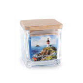 Lumanare parfumata in borcan sticla aroma Breza Oceanului cm 5,5 x 5,5 x 6 H