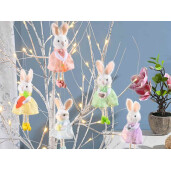 Set 5 figurine Iepurasi Paste textil multicolor 17 cm