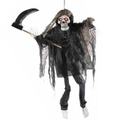 Figurina Halloween Fantoma neagra cu leduri, muzica, miscare cm 85 H