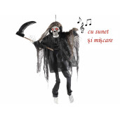 Figurina Halloween Fantoma neagra cu leduri, muzica, miscare cm 85 H
