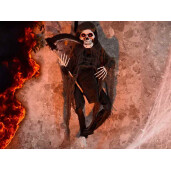 Figurina Halloween Fantoma neagra cu leduri, muzica, miscare cm 85 H