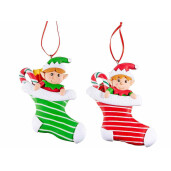 Set 2 ornamente brad Craciun polirasina multicolora 8.5x11 cm