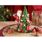 Figurina Craciun polirasina multicolora cu led cm 15 x 10,5 x 19,5 H