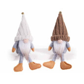 Set 2 figurine Mos Craciun textil multicolor cm 8x6x23 H