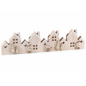 Decoratiune Craciun Casute lemn natur 38.5x2x9.5 cm