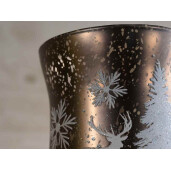 Set 6 candele Craciun sticla auriu maro 8.5x11 cm