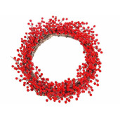 Coronita lemn maro merisoare rosii 47 cm