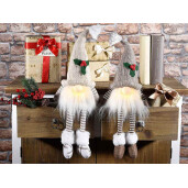 Set 2 figurine Gnomi textil multicolor cu led 15.5x12x31 cm