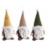 Set 3 figurine Mos Craciun textil multicolor cm9,5x8,5x20H