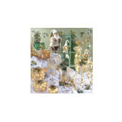 Figurina Inger Girl din portelan si textil alb verde auriu 18x11x45 cm