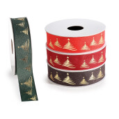 Set 4 panglici Christmas textil multicolor 25 mm x 10 m