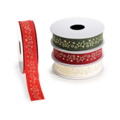 Set 4 panglici Christmas textil 25 mm x 10 m