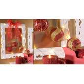Sanie decorativa Craciun lemn rosie cm 14x31x19 cm