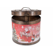 Set 2 cutii decor Craciun lemn multicolor 35.5x33 cm, 30x27 cm