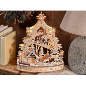 Decoratiune Craciun lemn multicolor cu led 29x11x36 cm