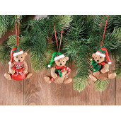 Set 3 ornamente brad Ursuleti polirasina multicolora 7x8 cm