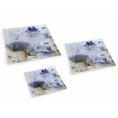 Set 3 farfurii sticla multicolora Lavanda 30x30 cm, 25x25 cm, 20x20 cn