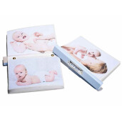 Set 2 albume foto 2 x 6 compartimente din lemn alb roz albastru 21 cm x 17 cm x 13 h