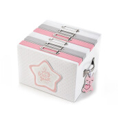 Set 2 albume foto 2 x 6 compartimente din lemn alb roz albastru 21 cm x 17 cm x 13 h
