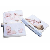 Album foto 6 compartimente lemn alb albastru cm 21 x 17 x 13 H, 10 x 15,5 H