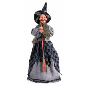 Set 3 figurine Halloween Vrajitoare Befana cu recipient pentru dulciuri cm 12x11x46 H