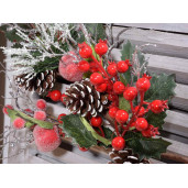 Crenguta decorativa mere rosii conuri naturale 59 cm