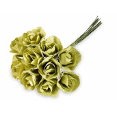 Buchet 10 Trandafiri hartie verde Ø 1,5 cm x 10 H