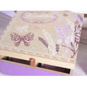 Cutie ceai lemn multicolor Lavanda 17x17x8 cm