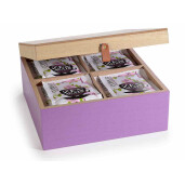 Cutie ceai lemn multicolor Lavanda 17x17x8 cm