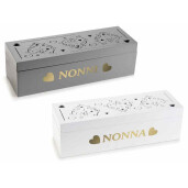 Set 2 cutii pliculete ceai lemn gri alb auriu Nonni, Nonna 2 x 24 x 8 x 7 H