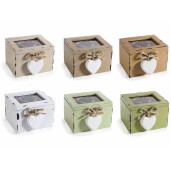 Set 6 cutii pliculete ceai sticla lemn multicolor vintage 10 x 9,5 x 7 H