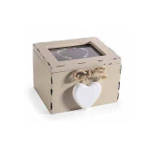 Cutie pliculete ceai sticla lemn bej vintage cm 10 x 9,5 x 7 H
